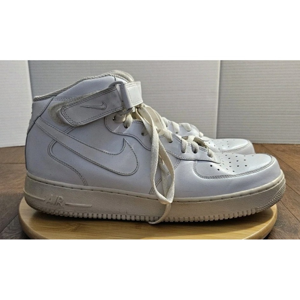 Nike Air Force 1 Mids Sneakers Mens Size13 Triple White 2015 Leather 315123-111